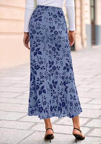 BTFBM Womens Floral Mesh Maxi Skirts