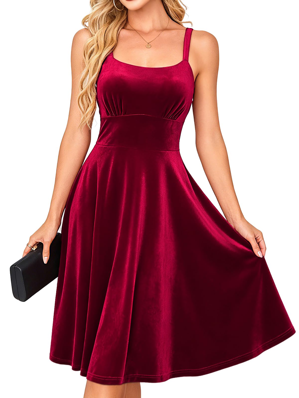 Belle Poque Women's 2026 Fall Winter Velvet Dresses with Pocket