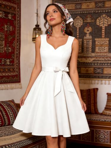 Girstunm 1950s Sleeveless Tea Party Swing Pockets Dress
