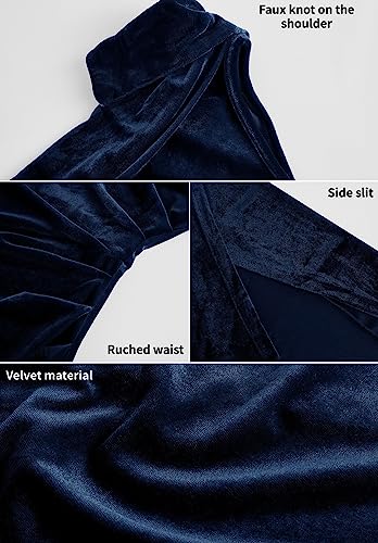 Wenrine Womens Velvet Midi Dress Fall Bodycon Evening Dresses