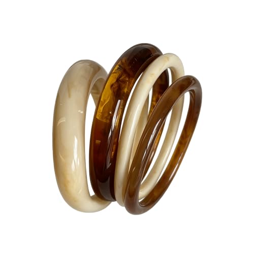 Acrylic Bangles Bracelets for Women, Irregular Acrylic Resin Chunky Bracelets Geometric Fashions Thick Statement bangle Set