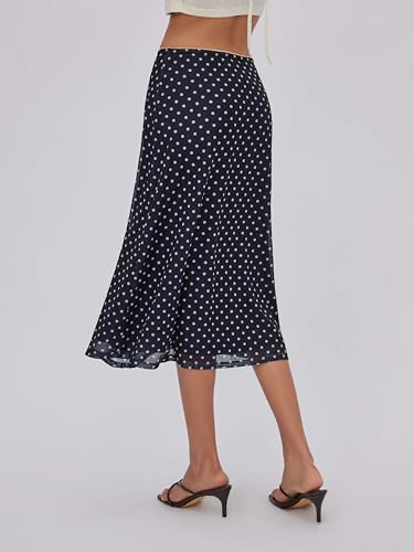 CIDER Womens Polka Dot Skirts Mesh High Waist Boho Flowy Long Midi Skirts
