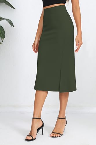 Urban CoCo Women's Stretch Office Fishtail Pencil Skirt High Waist Bodycon Midi Skirt with Slit Secondary image