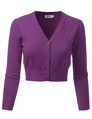 Women's 3/4 Sleeve Soft Open Front Cropped Sweater Cardigan (S-XXL)