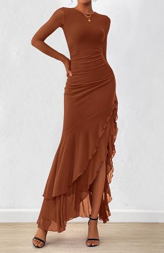 BTFBM Women's Maxi Dresses Fall 2026 Long Sleeve Wedding Guest Dress