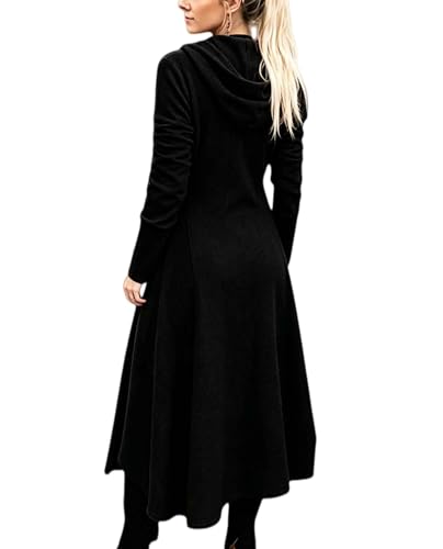 JMSUN Women Sweater Dress Hooded Costume High Low Drop Shoulder Longline Gothic Pullover Outfit