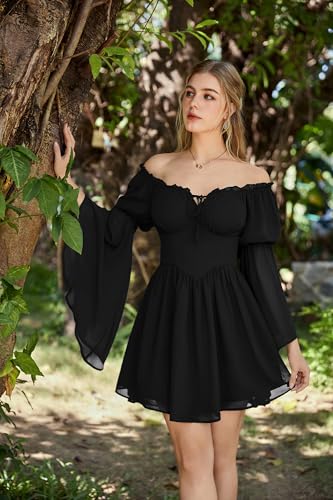 Scarlet Darkness Women's Renaissance Faire Fairy Witchy Dress with Pockets