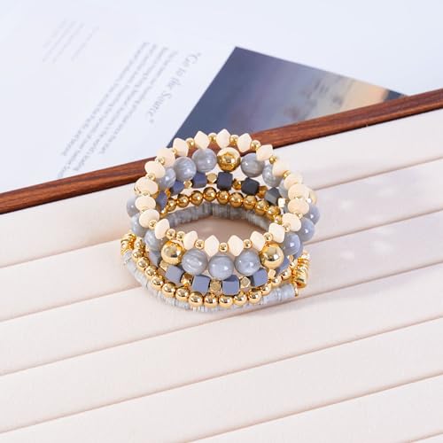 Boho Beaded Stretch Bracelets For Women Stackable Handmade Jewelry