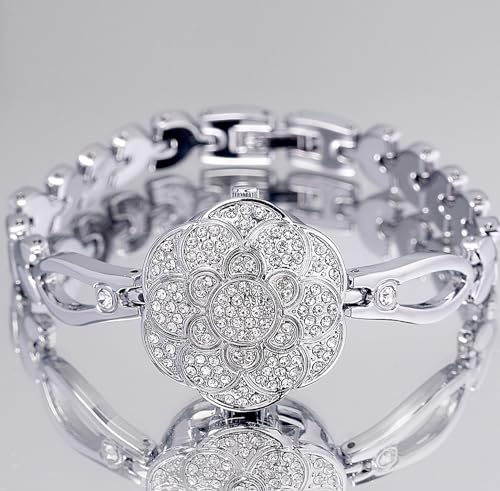 ADSBIAOYE Elegant Women's Watch Flower-Shaped Diamond flip Fashion Lux