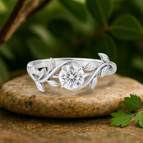 2 Carat Moissanite Boho Promise Engagement Ring 18K White Gold Plating
