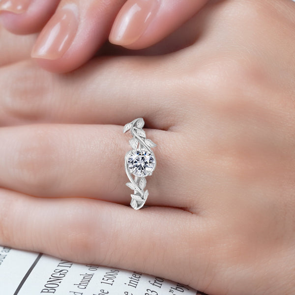 2 Carat Moissanite Boho Promise Engagement Ring 18K White Gold Plating