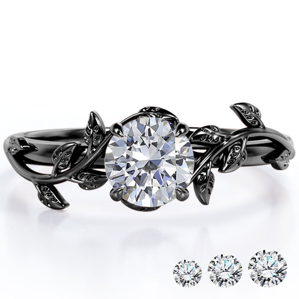 2 Carat Moissanite Boho Promise Engagement Ring 18K White Gold Plating