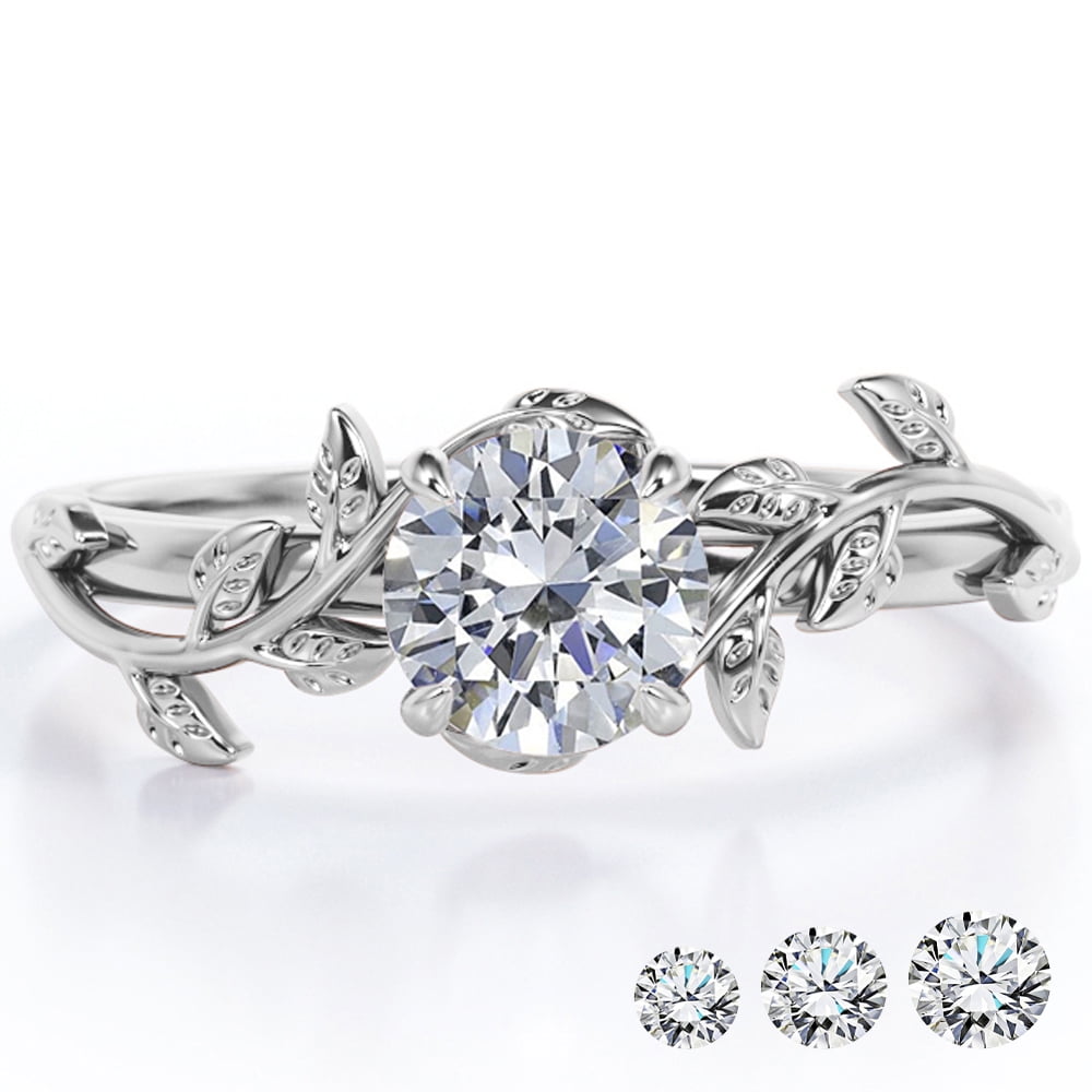 2 Carat Moissanite Boho Promise Engagement Ring 18K White Gold Plating Main image