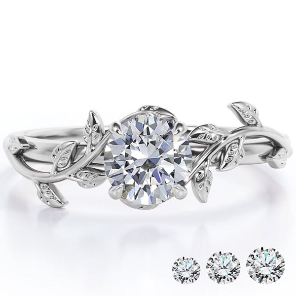 2 Carat Moissanite Boho Promise Engagement Ring 18K White Gold Plating