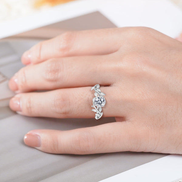 2 Carat Moissanite Boho Promise Engagement Ring 18K White Gold Plating