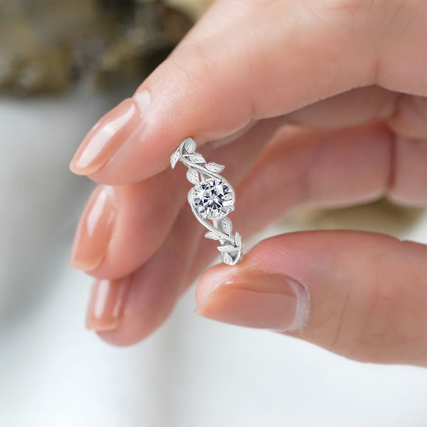 2 Carat Moissanite Boho Promise Engagement Ring 18K White Gold Plating