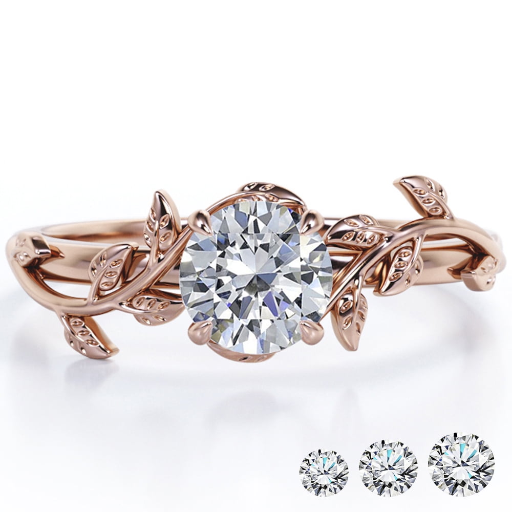 2 Carat Moissanite Boho Promise Engagement Ring 18K White Gold Plating