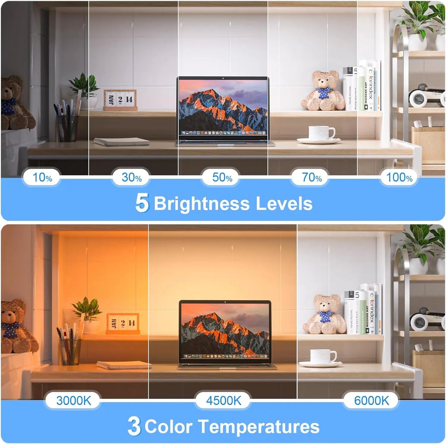 Willed 5w Dimmable Night LED Light With 2500mah Rechargeable Under Cabinet for Closet Bedside Desk