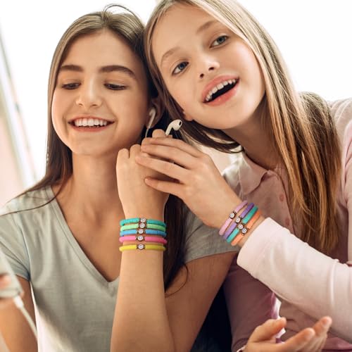 JIASHUYEYE Party Favors for Kids Ages 8-12, Colorful Preppy Friendship Bracelet Set for Girls, Birthday Goodie Bags and Classroom Prizes