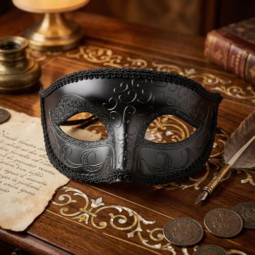 Erythem Masquerade Mask for Men, Venetian Style Masquerade Ball Mask for Halloween Costume Party Mardi Gras