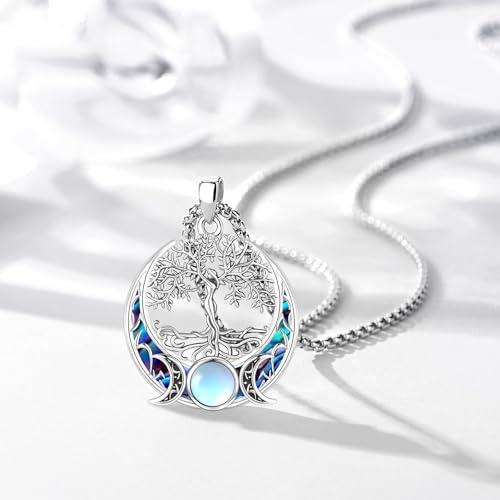 Sterling Silver Pentagram Necklace Triple Moon