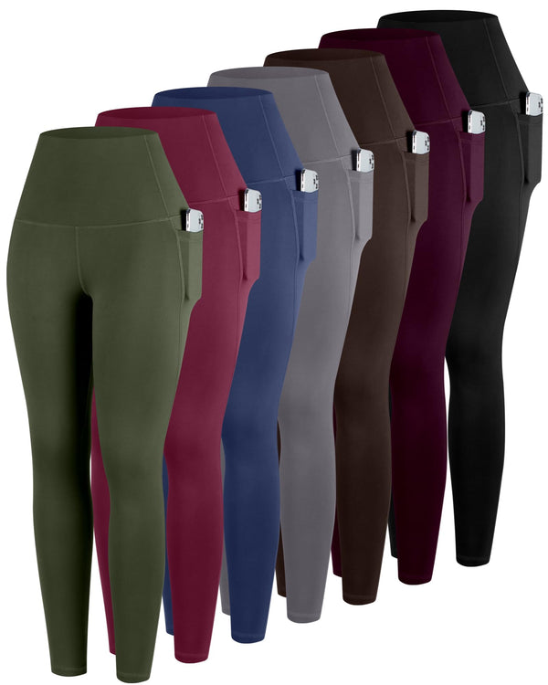Leggings With Pockets For Women, 7 Packs High Waisted