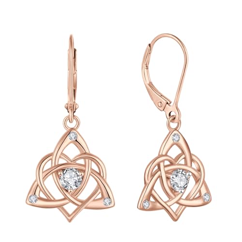 Starchenie Celtic Knot Earrings Sterling Silver Trinity Love Knot Leverback Earrings Birthstone Jewelry for Women Main image