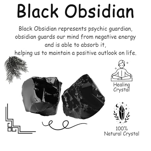2Pcs Black Obsidian Crystals 1.8-2.2" Large Raw Stones Rocks