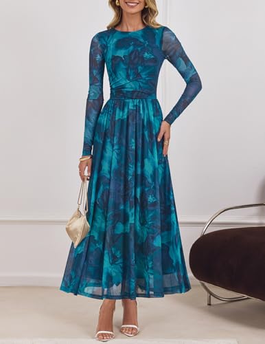 ZESICA Women's Fall Long Sleeve Wedding Guest Dresses