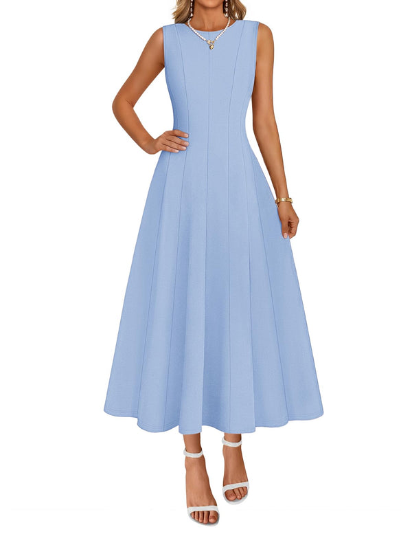 MEROKEETY Women's Semi Formal Cocktail Wedding Guest A Line Maxi Dresses