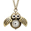 Vintage Cute Flying Owl Pocket Watch, Long Chain Sweater Pendant Neckl