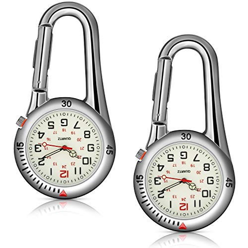 Hicarer 2 Pieces Clip on Quartz Watch Backpack Fob Belt Glow in The Da