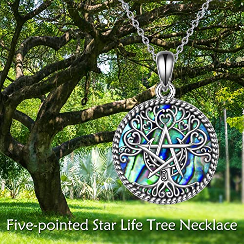 Sterling Silver Pentagram Necklace Triple Moon