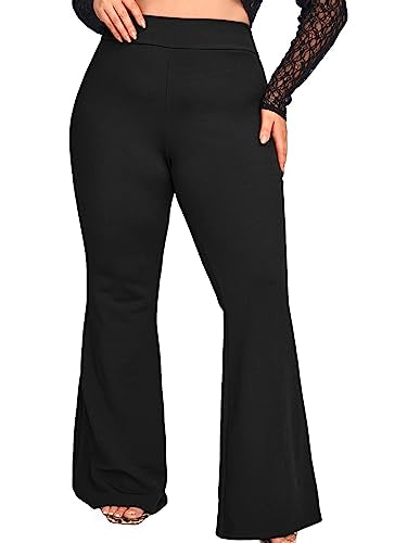 Women's Plus Size Elastic High Waist Flare Bell Bottom Ribbed Main image