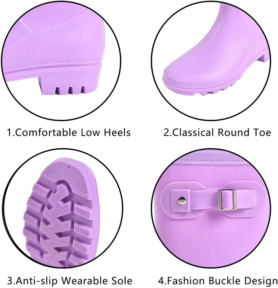 Women's Mid Calf Rain Boots Waterproof Fashion Shoes