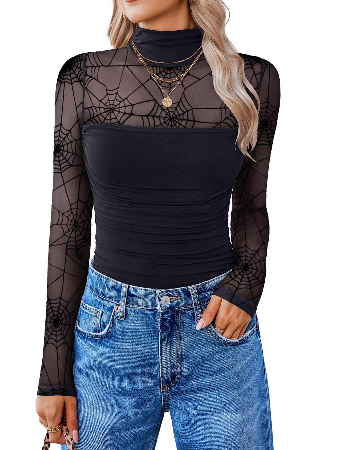 Avidlove Women Long Sleeve Bodysuit Turtle Neck Shapewear Body Suits Mesh One Piece Leotard Shirt Going Out Tops Fall Outfits