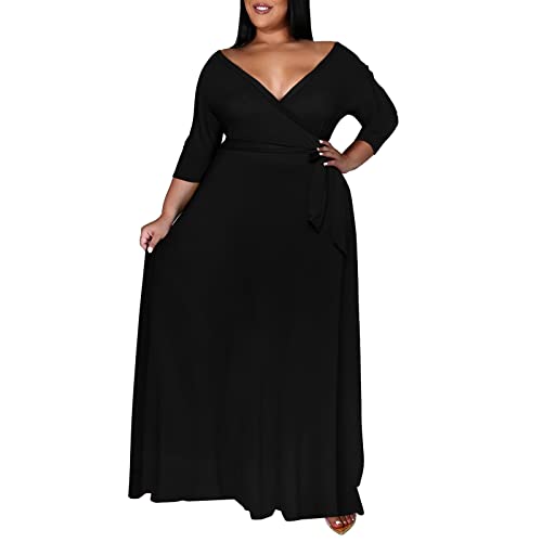 Nmoder Plus Size Maxi Dresses for Curvy Women -Summer Casual Long Fit Dress