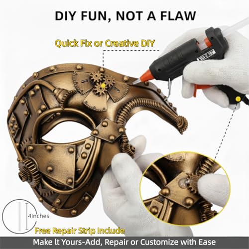 Steampunk Cyborg Half Mask – Gold Metallic Finish
