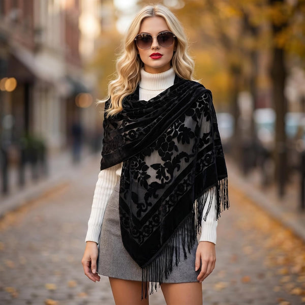 Sucrain Women Velvet Shawl and Wrap for Evening Dresses Wedding Soft Sheer Rose Scarf Shawl for Dress Accessories Winter