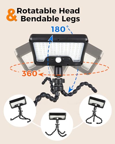Motion Sensor Outdoor LED Light for Camping,fence, Patio (2, Black(6000k)