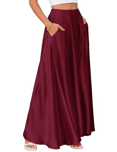 Maxi Satin Skirts for Womens High Waisted Flowy Long A line Skirt Trendy for Office Holiday Party Main image