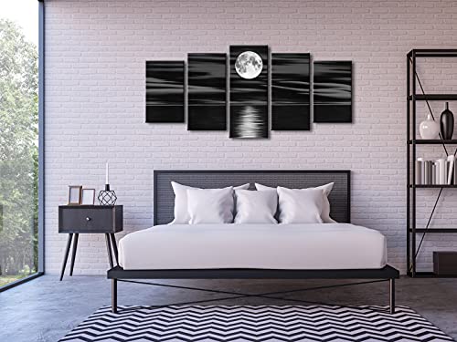 Sea White — Full Moon in Night Canvas Print