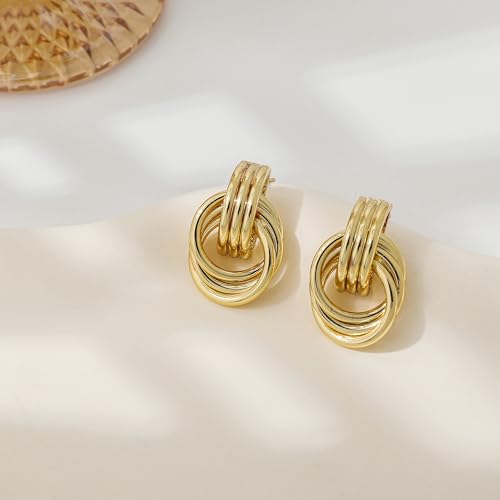 SHERLOVE Chunky Knot Gold Earrings Women Statement Drop Dangle Earrings