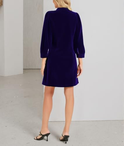 Ladyful Velvet Dress for Women Fall 3/4 Sleeve Cocktail Mini Shift Dress
