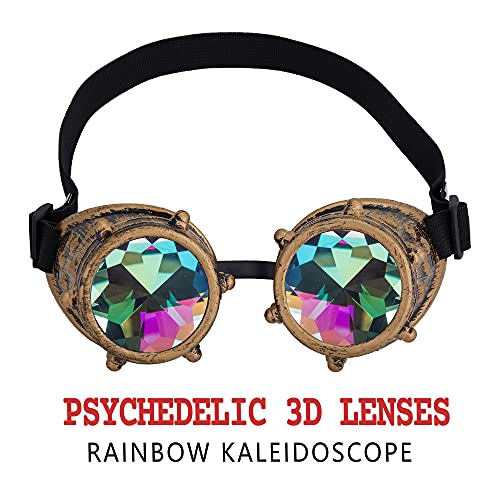 Spiked Kaleidoscope Rainbow Crystal Rave Goggles