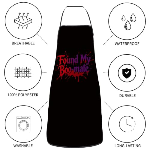 Halloween Aprons Gifts for Women Mens Funny Boo-mate Cooking Apron, Funny Gift for Him Her,His Hers (2 Pcs)