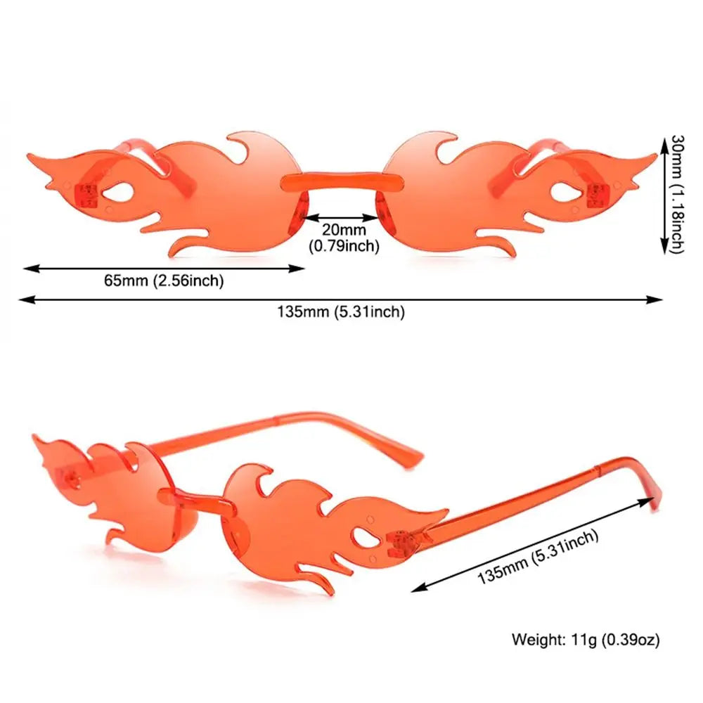 Rimless Fire Flame Party Sunglasses – UV400