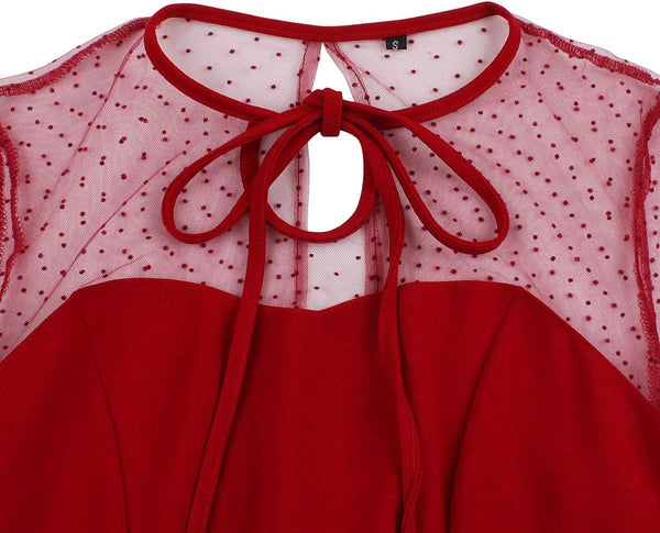 Women's Vintage Polka Dot 1950s Audrey Retro Rockabilly Prom Dress 50's 60's A-Line Cocktail Party Swing Dress