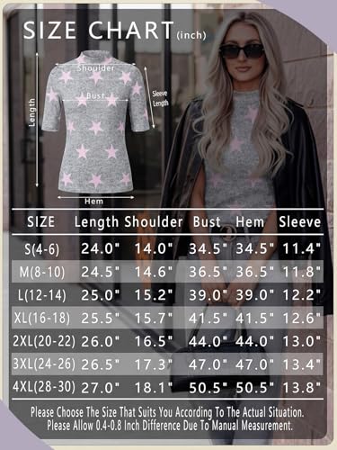 PrinStory Womens Tops Mock Neck Short Sleeve T Shirts Dressy Casual Ribbed Knit Slim Fit Summer Business Going Out Tops 2026