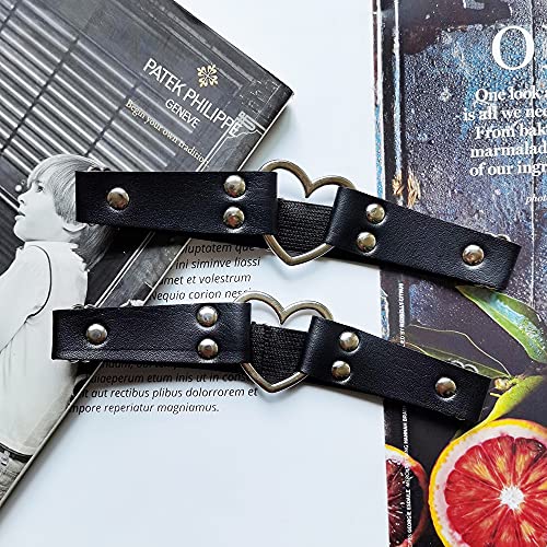 2PCS Leather Heart Garter - Adjustable Leg Ring for Cosplay, Spike Party